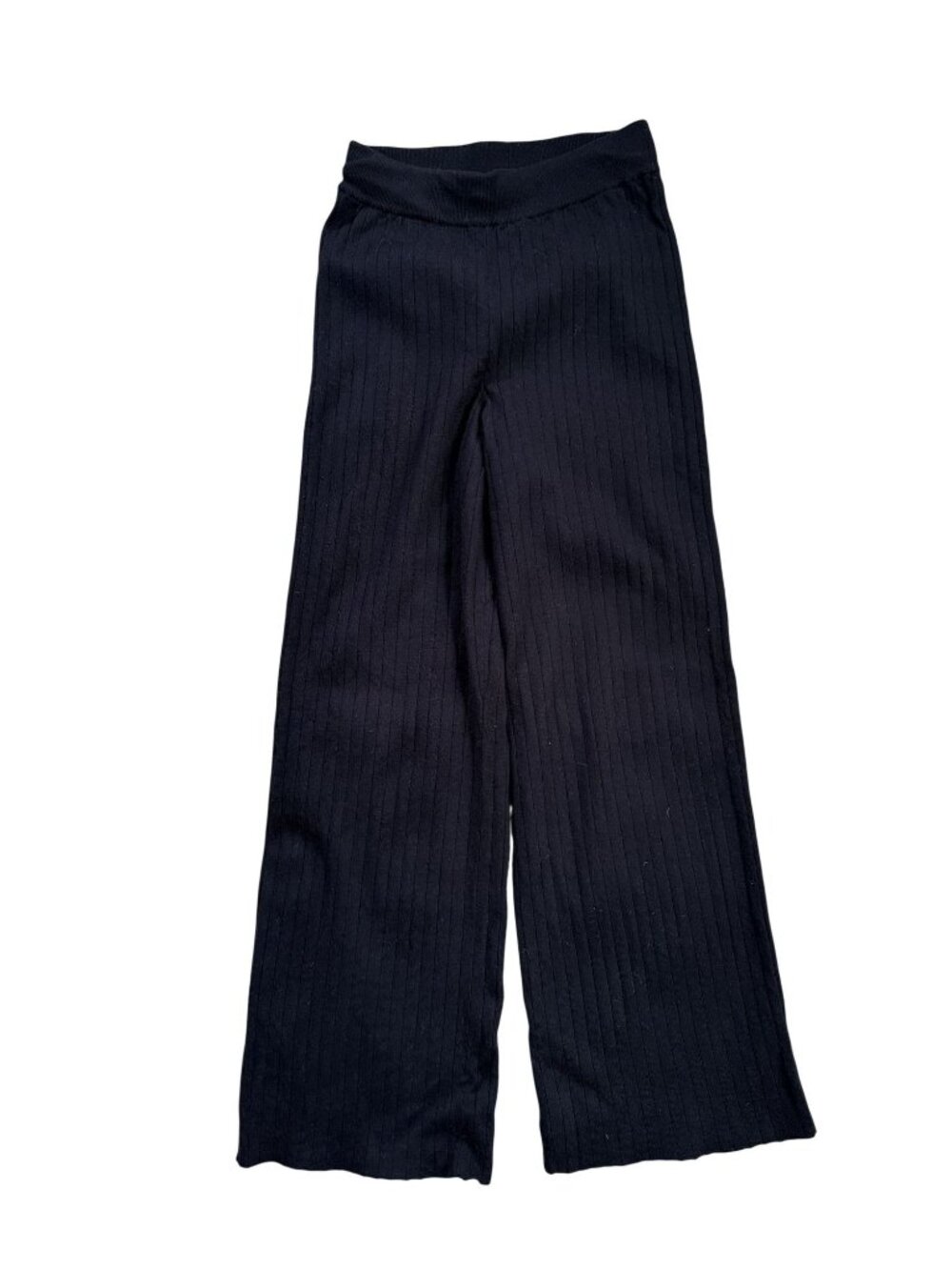 Abercrombie & Fitch Black Ribbed Wide-Leg Knit Pants Soft A&F Collection S Women
